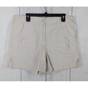 Vanheusen Size 14 Beige Cotton Chino‎ Casual Womens Summer Shorts